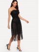 Fringe Hem Sheer Tube Dress