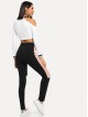 Asymmetric Open Shoulder Tee Colorblock Leggings Set