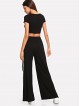 Studded Front Crop Top Split Pants Co-Ord