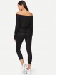 Twist Front Off Shoulder Crop Top and Knot Leggings Set