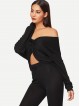 Twist Front Off Shoulder Crop Top and Knot Leggings Set