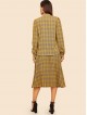 Ruffle Trim Plaid Shirt Pleated Skirt Set