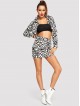 Button Front Animal Print Collar Jacket Skirt Set