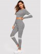 Striped Marled Crop Top Leggings Set