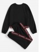 Contrast Binding Letter Pullover and Sweatpants Set