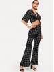 Twist Plaid Crop Top Pants Co-Ord