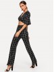 Twist Plaid Crop Top Pants Co-Ord