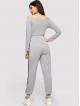 Off Shoulder Number Crop Tee Pants Set