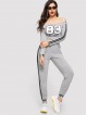 Off Shoulder Number Crop Tee Pants Set