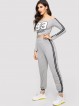 Off Shoulder Number Crop Tee Pants Set