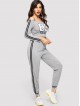 Off Shoulder Number Crop Tee Pants Set