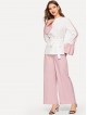 Waist Tie Top Wide Leg Pants