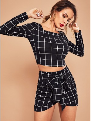 Plaid Crop Top Skirt Co-Ord