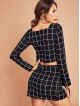 Plaid Crop Top Skirt Co-Ord