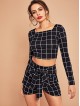 Plaid Crop Top Skirt Co-Ord