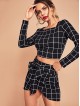 Plaid Crop Top Skirt Co-Ord